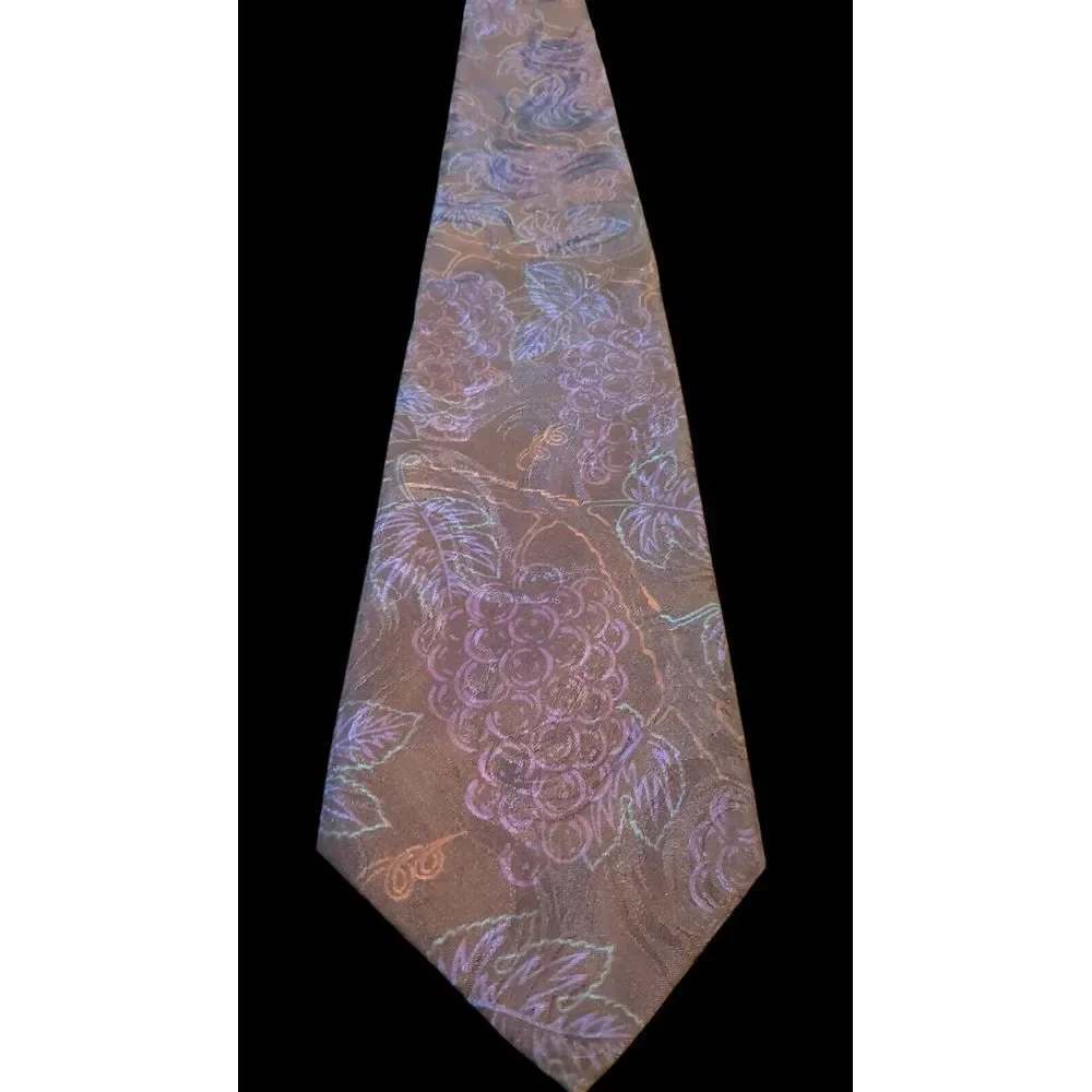 D'EM CRAZY The Winery Vintage 90s 1993‎ Tie Necktie Grapes Wine Black